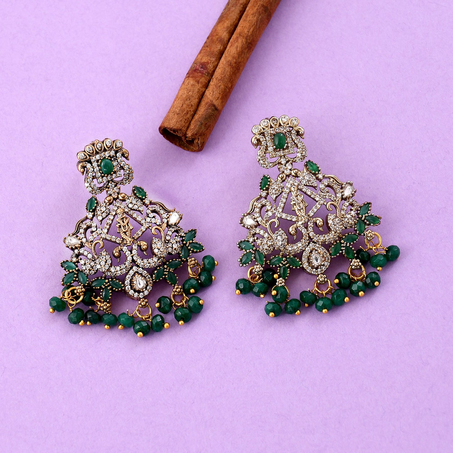 Victorian Polki Temple Pendant Set