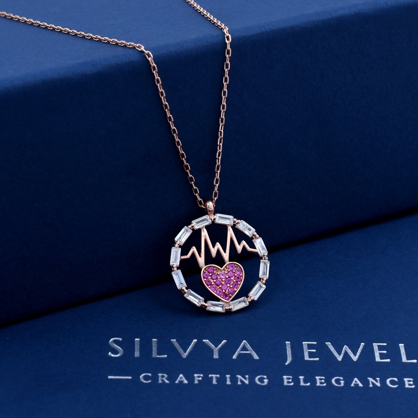 Crystal Heartbeat Design 925 Sterling Silver Pendant