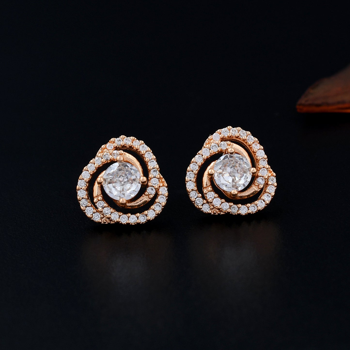 Stunning Rose Gold Plated Diamond Studs