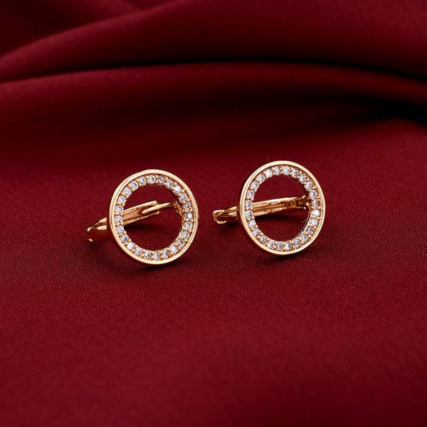 Stylish Round Diamond Hoop Earrings