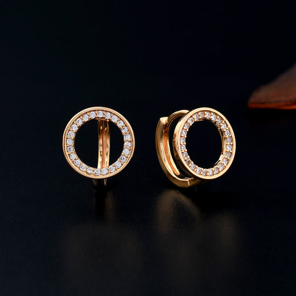 Stylish Round Diamond Hoop Earrings