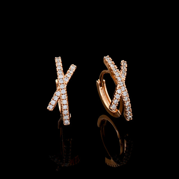 Cross Design Diamond Bali Earrings
