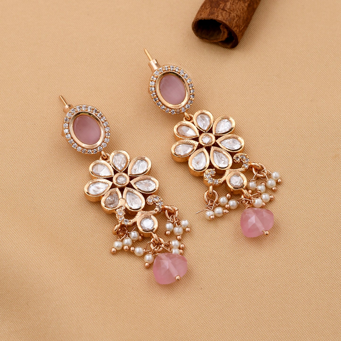 Flower Design Kundan Necklace Set