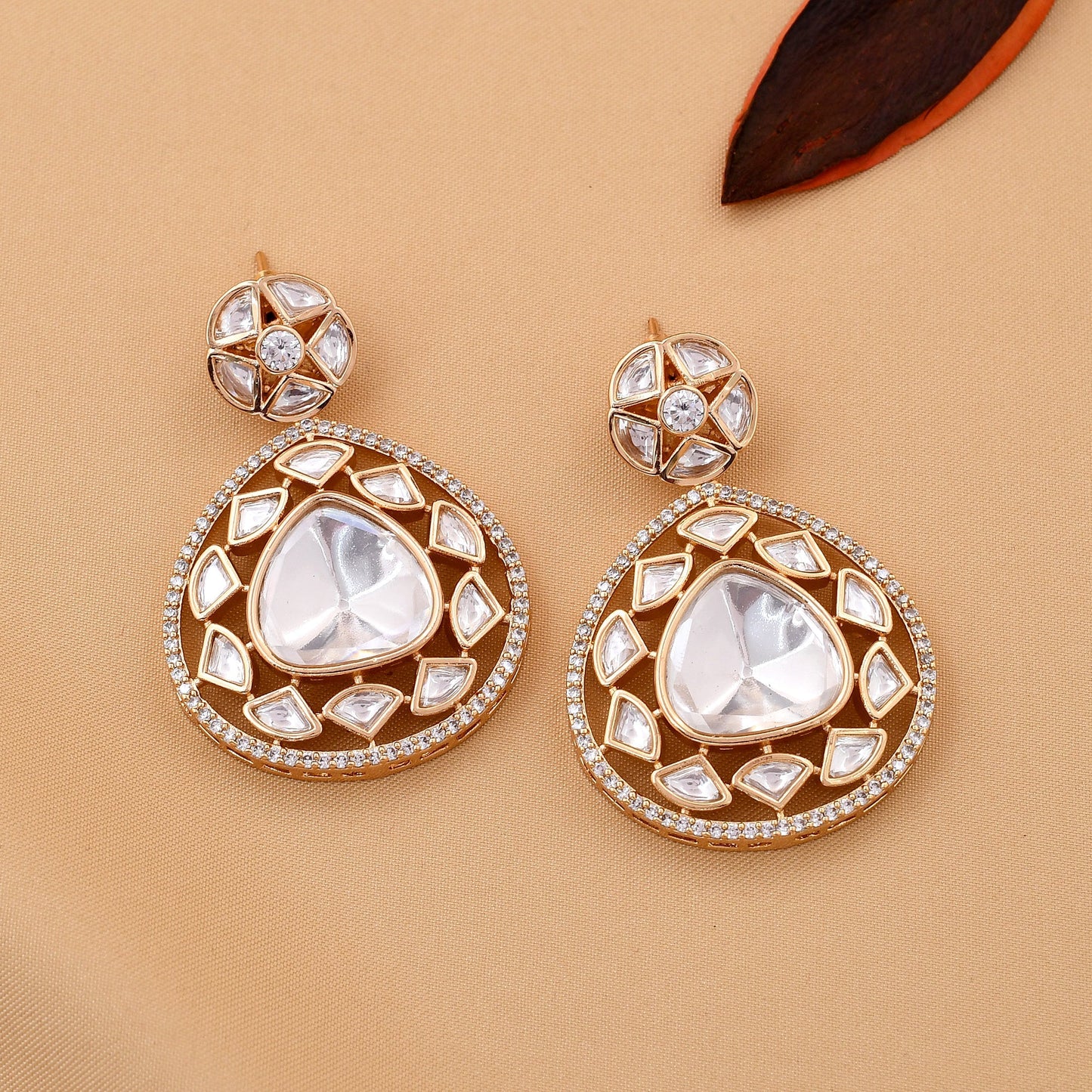 Long Carat Gold Polish Polki Necklace Set