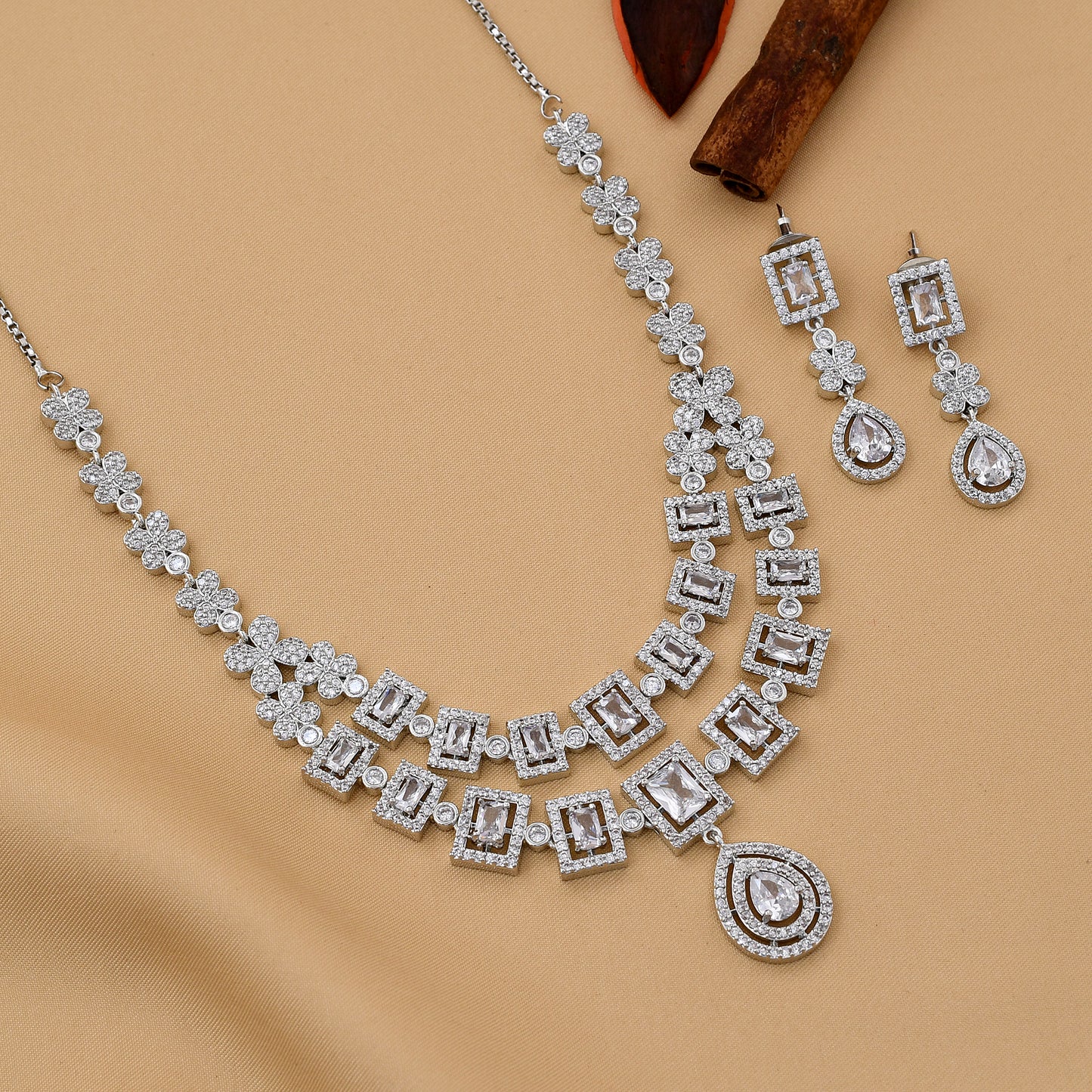 Two Layer Zircon Necklace Set