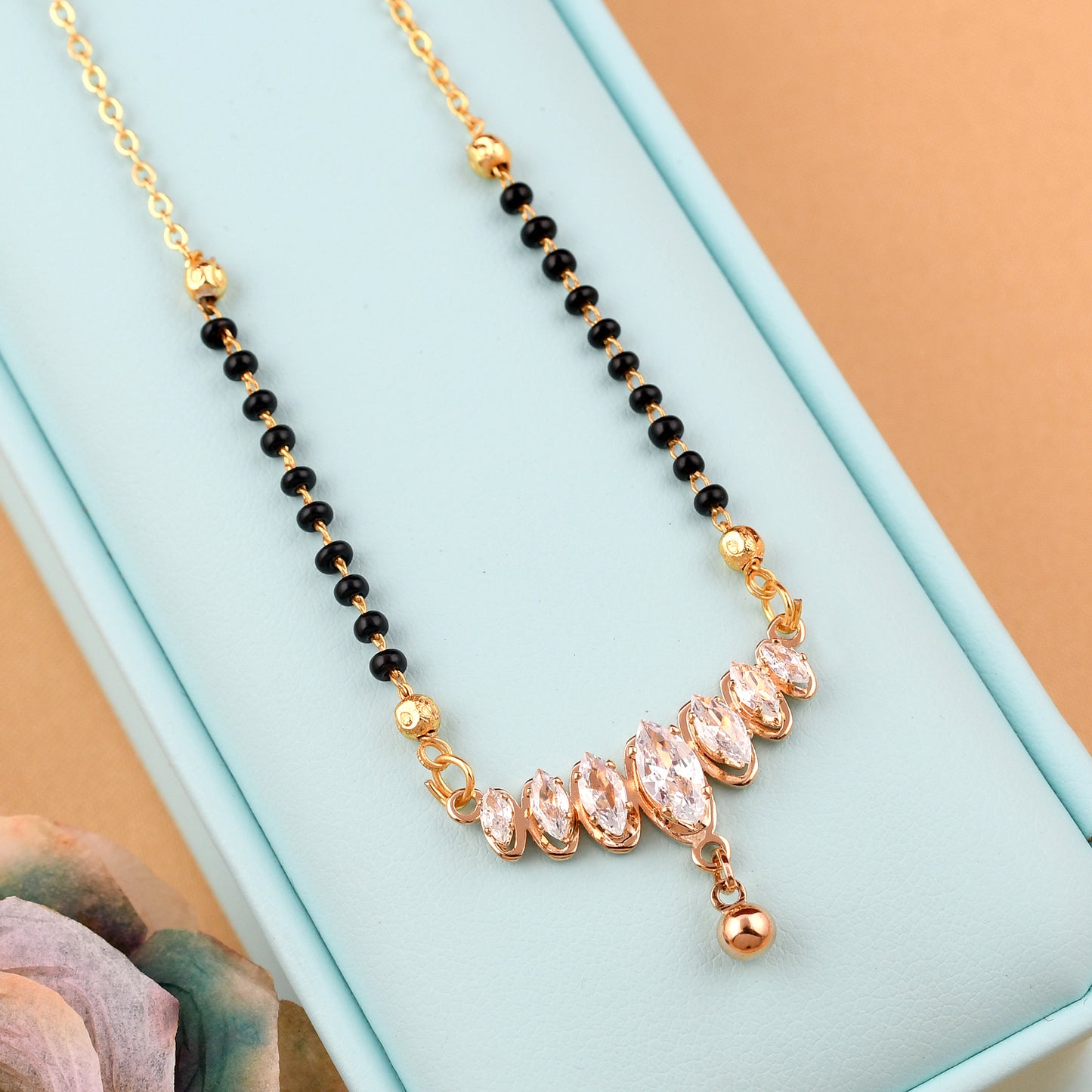 Gold Plated Black Beads Mangalsutra