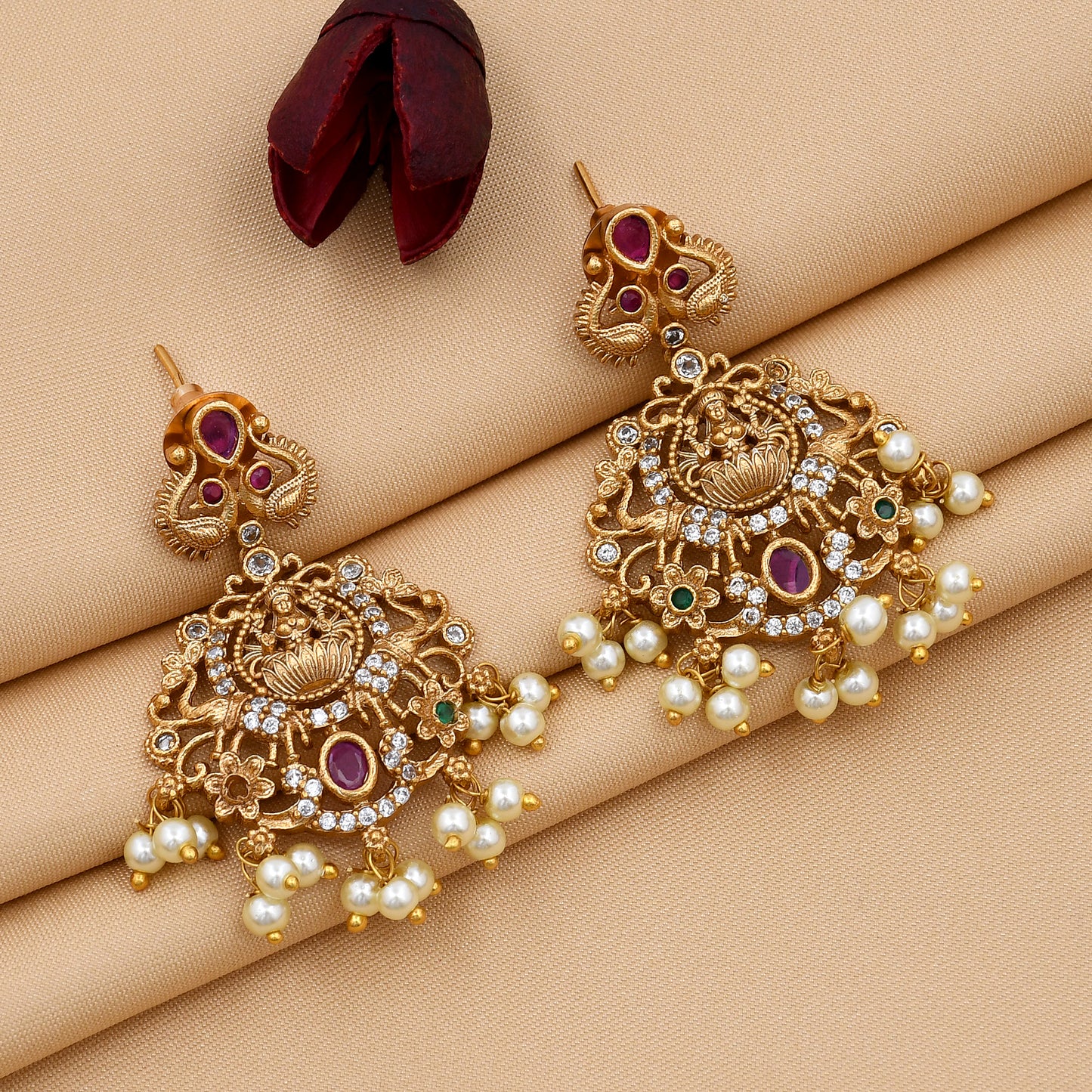 Matte Finish Temple Necklace Set