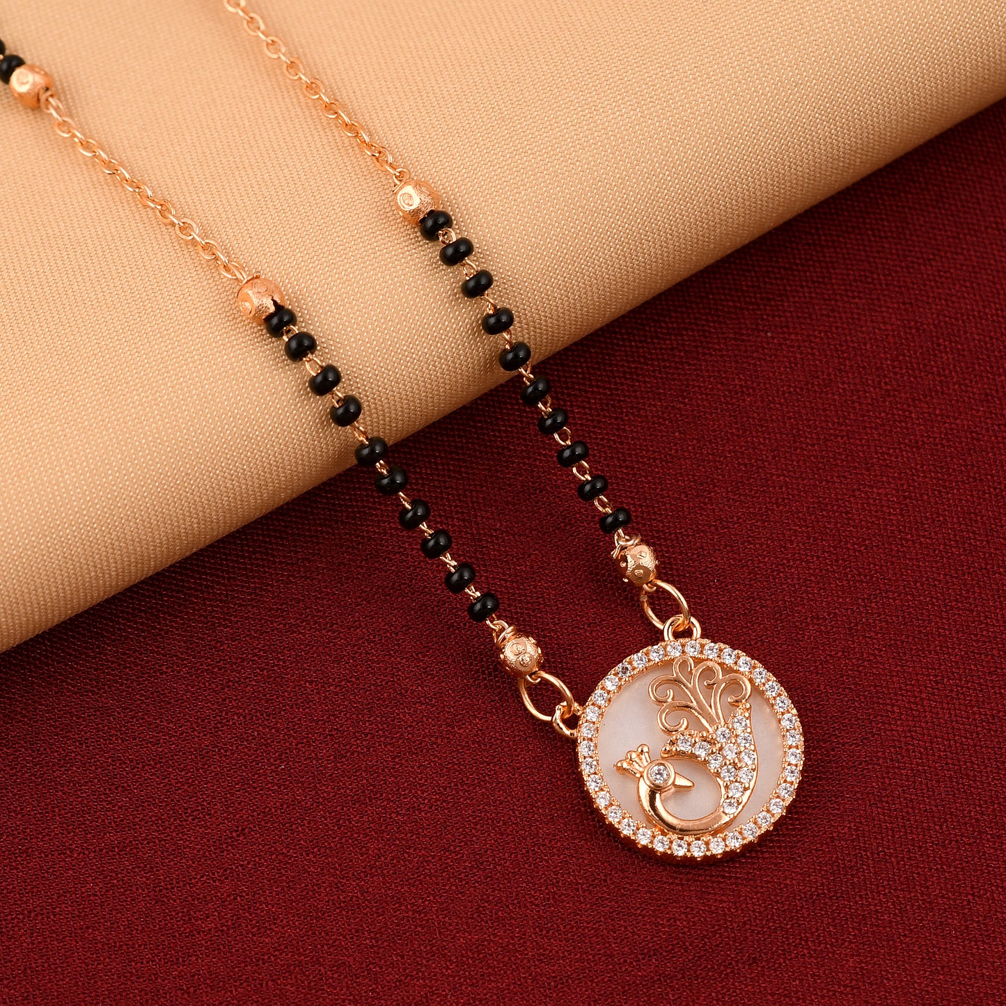 Single Line Peacock Design Mangalsutra