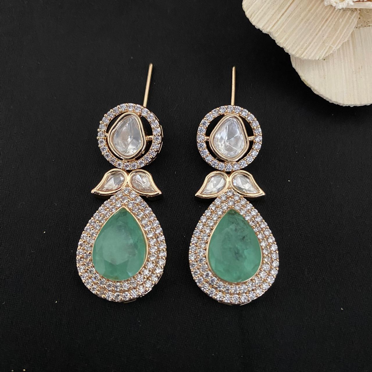 Drop Design Kundan Polki Earrings