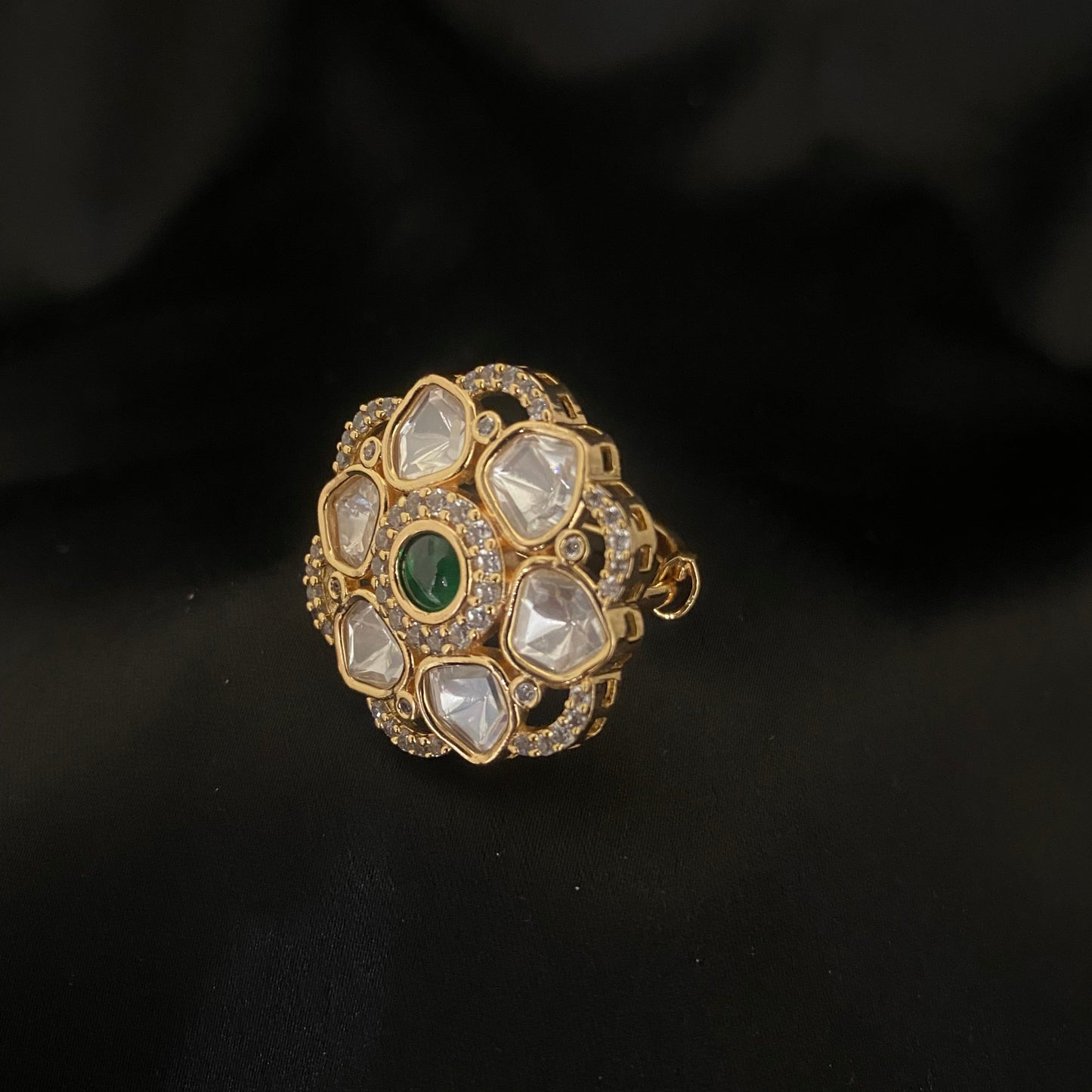 Kundan Polki Adjustable Ring