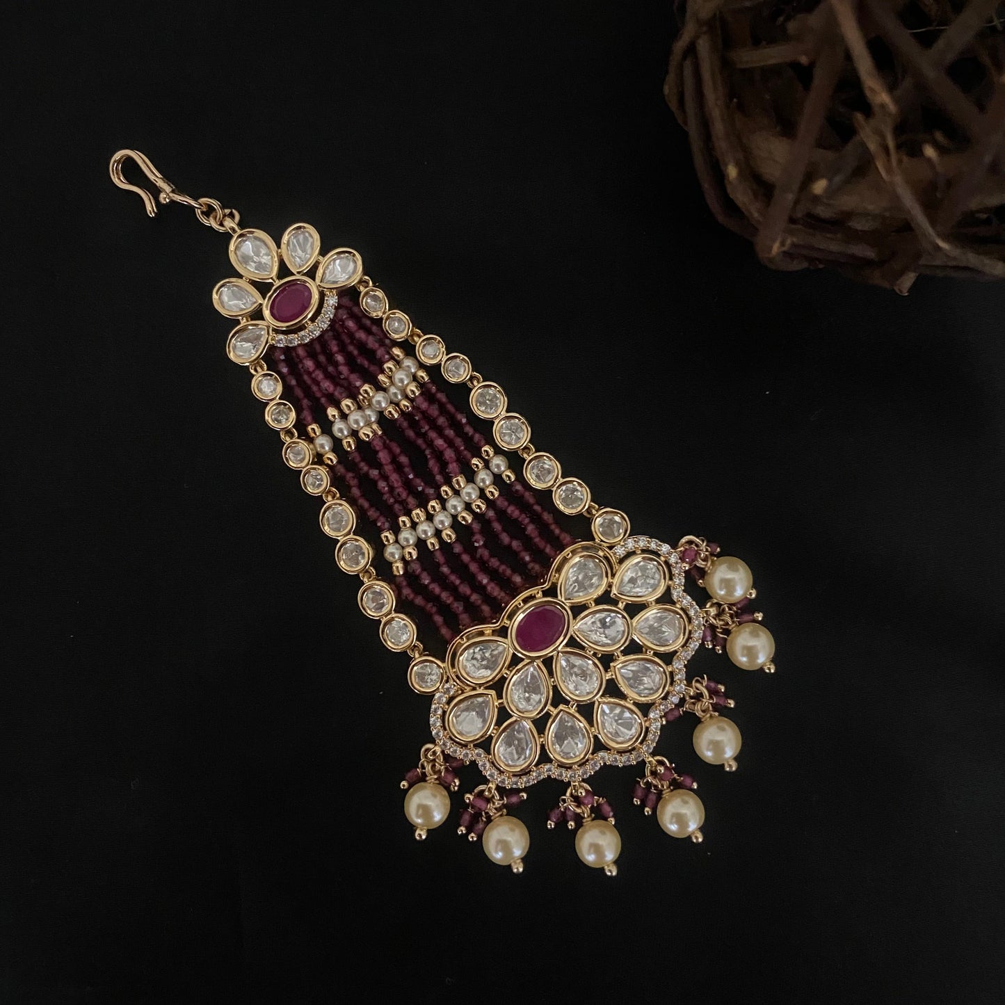 Ruby Kundan Polki Jhumar Passa