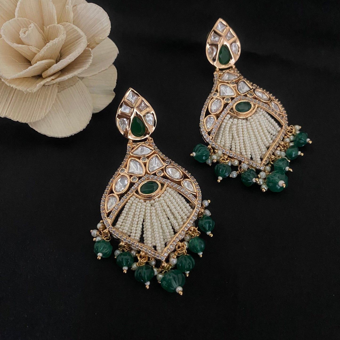 Traditional Kundan Polki Earrings