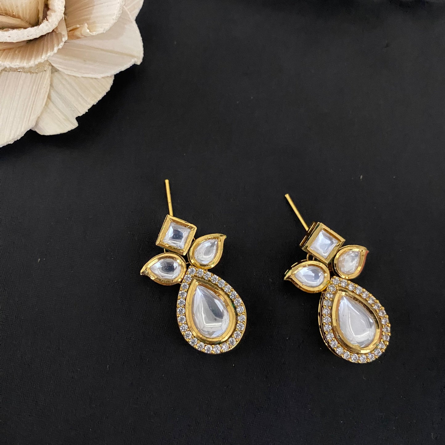 Droplet Kundan Polki Earrings