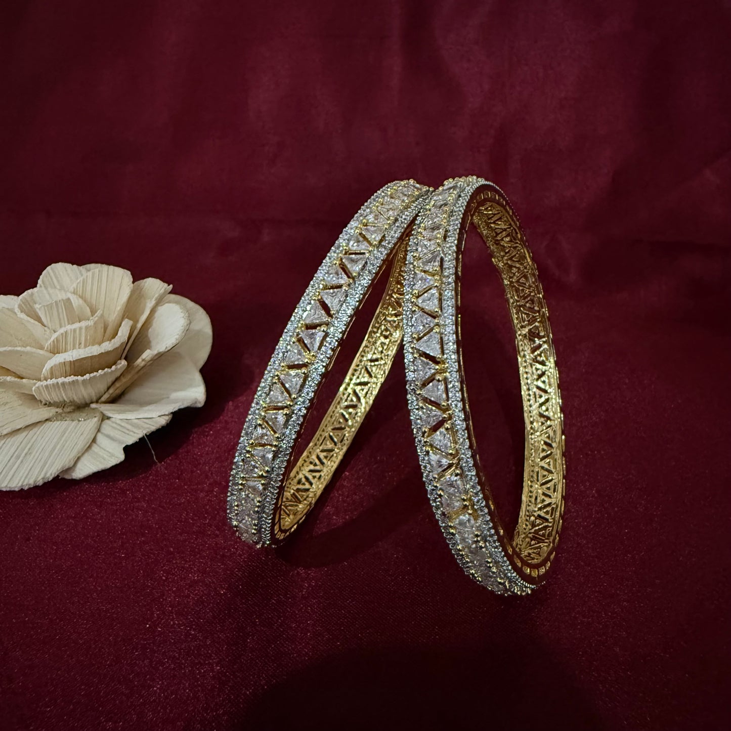 Gold Plated Zircon Bangles Set