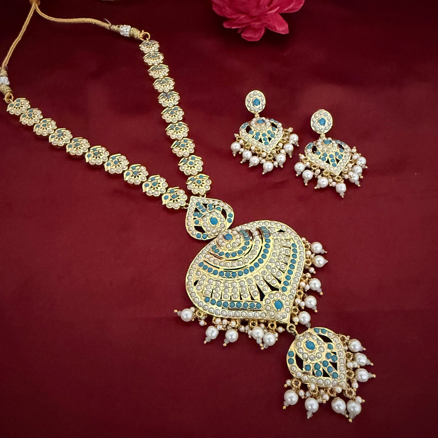 Premium Quality Jadau Long Necklace Set