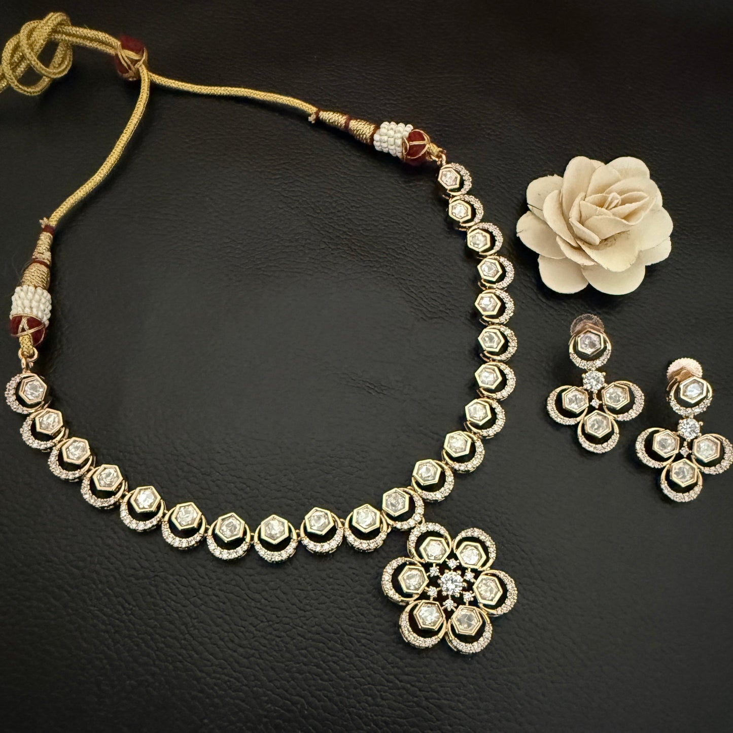 Unique Kundan Polki Necklace Set