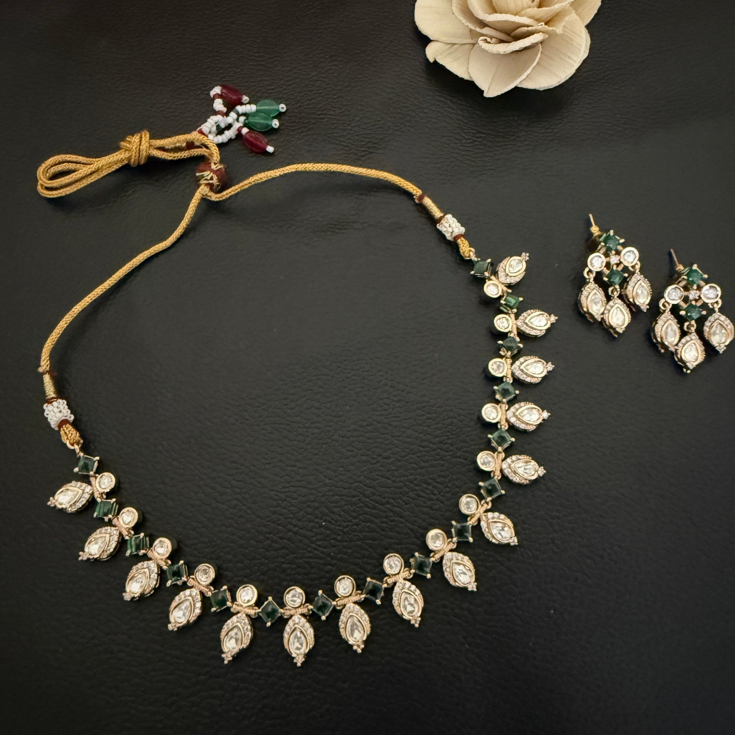 Elegant Kundan Polki Necklace Set