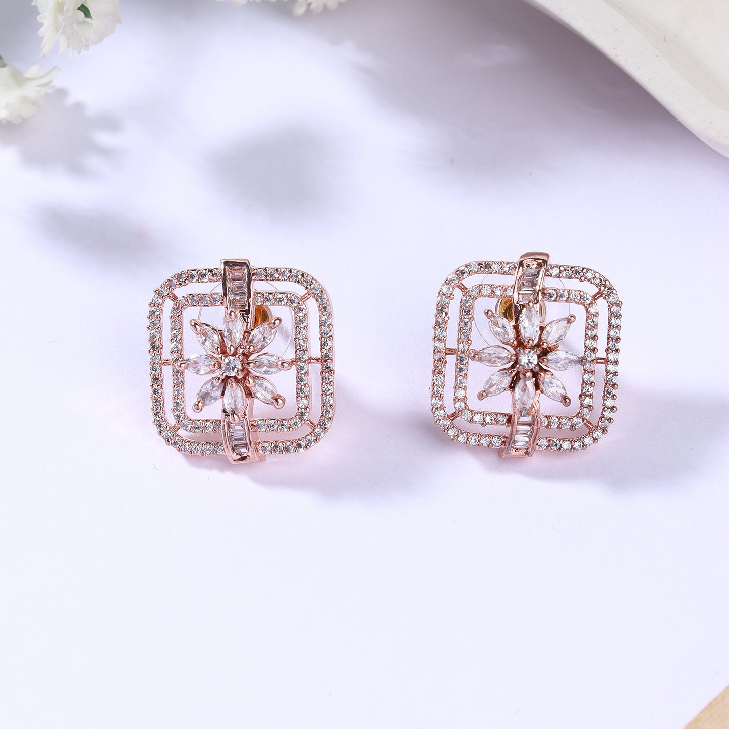 Square Zircon Studs
