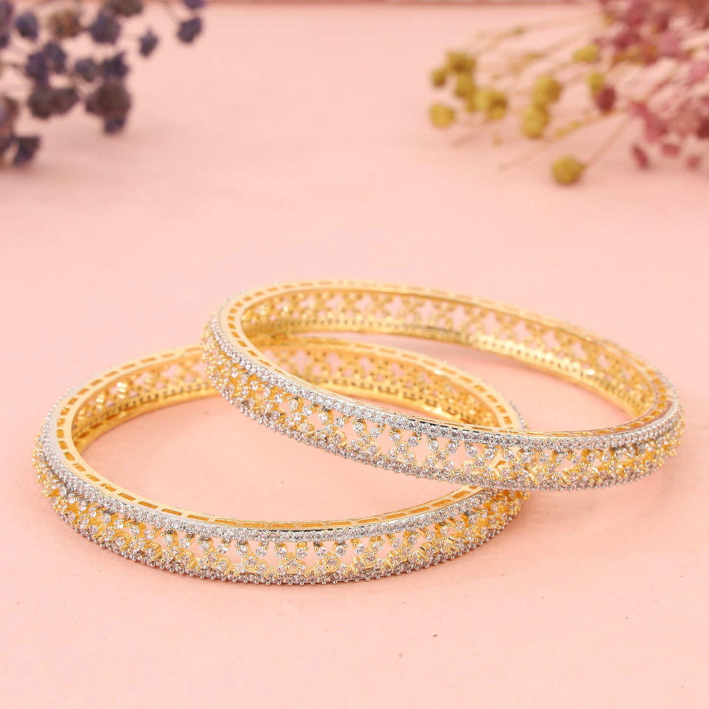 Gold Plated Zircon Bangles Set