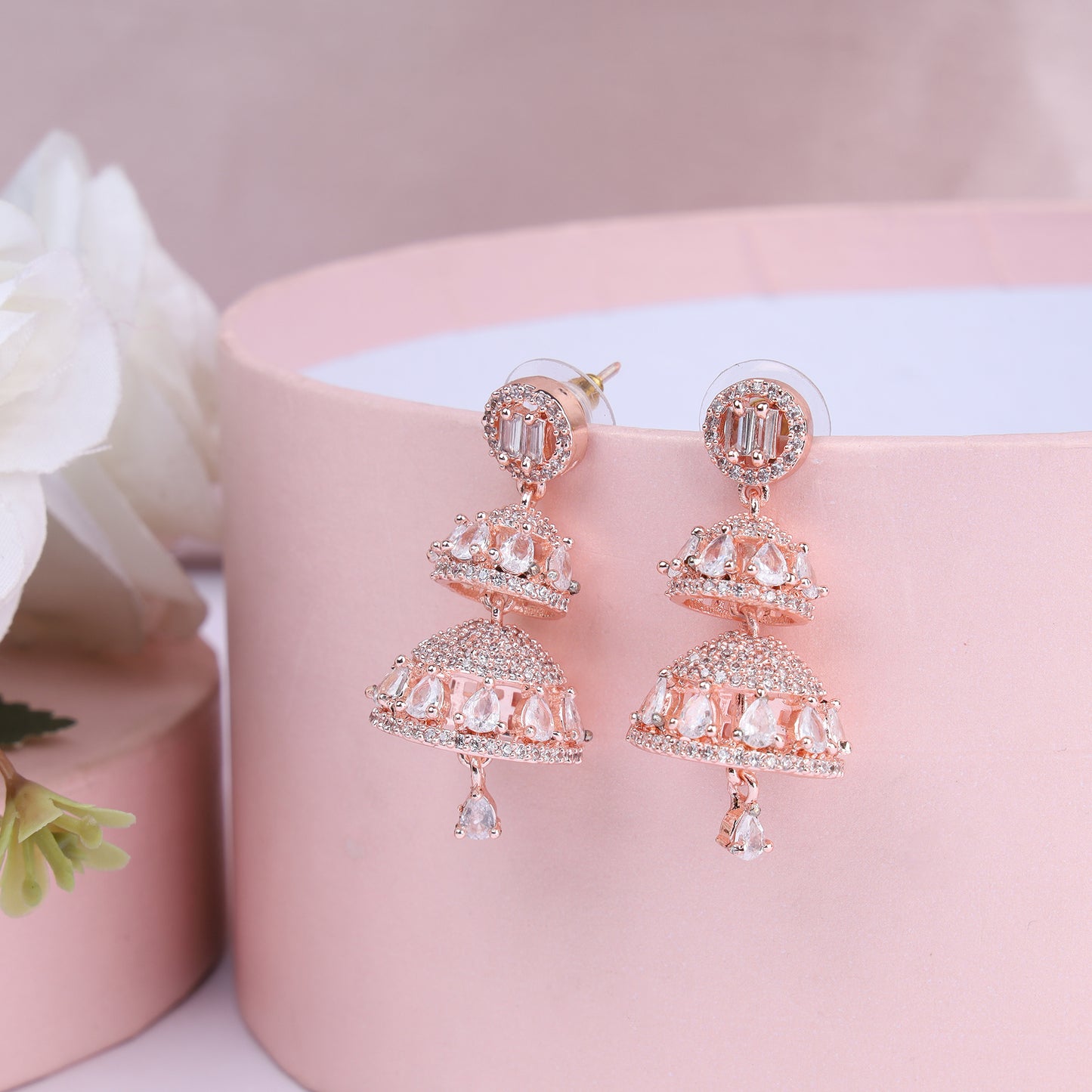 Rose Gold Plated Zircon Earrings