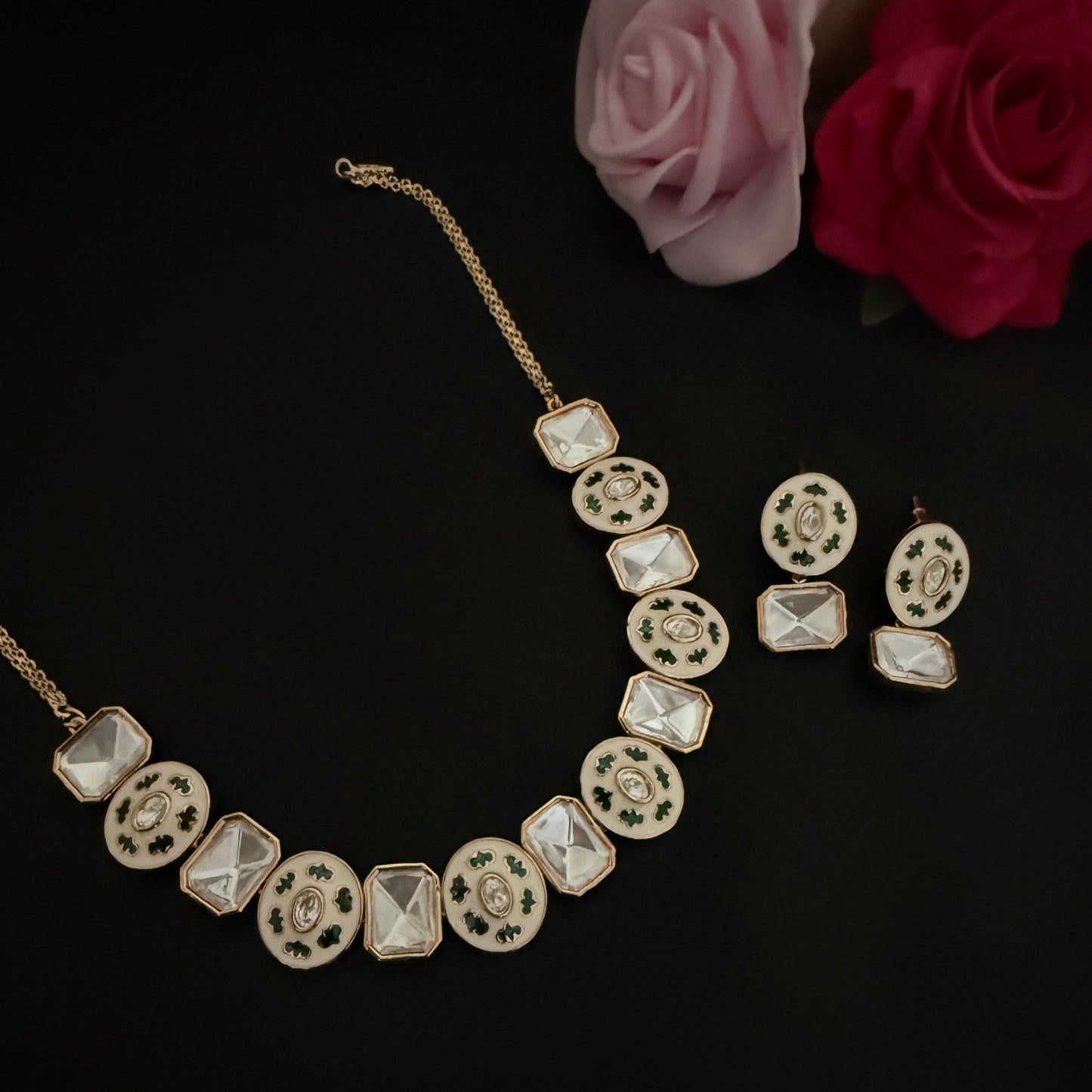 Uncut Kundan Polki Necklace Set