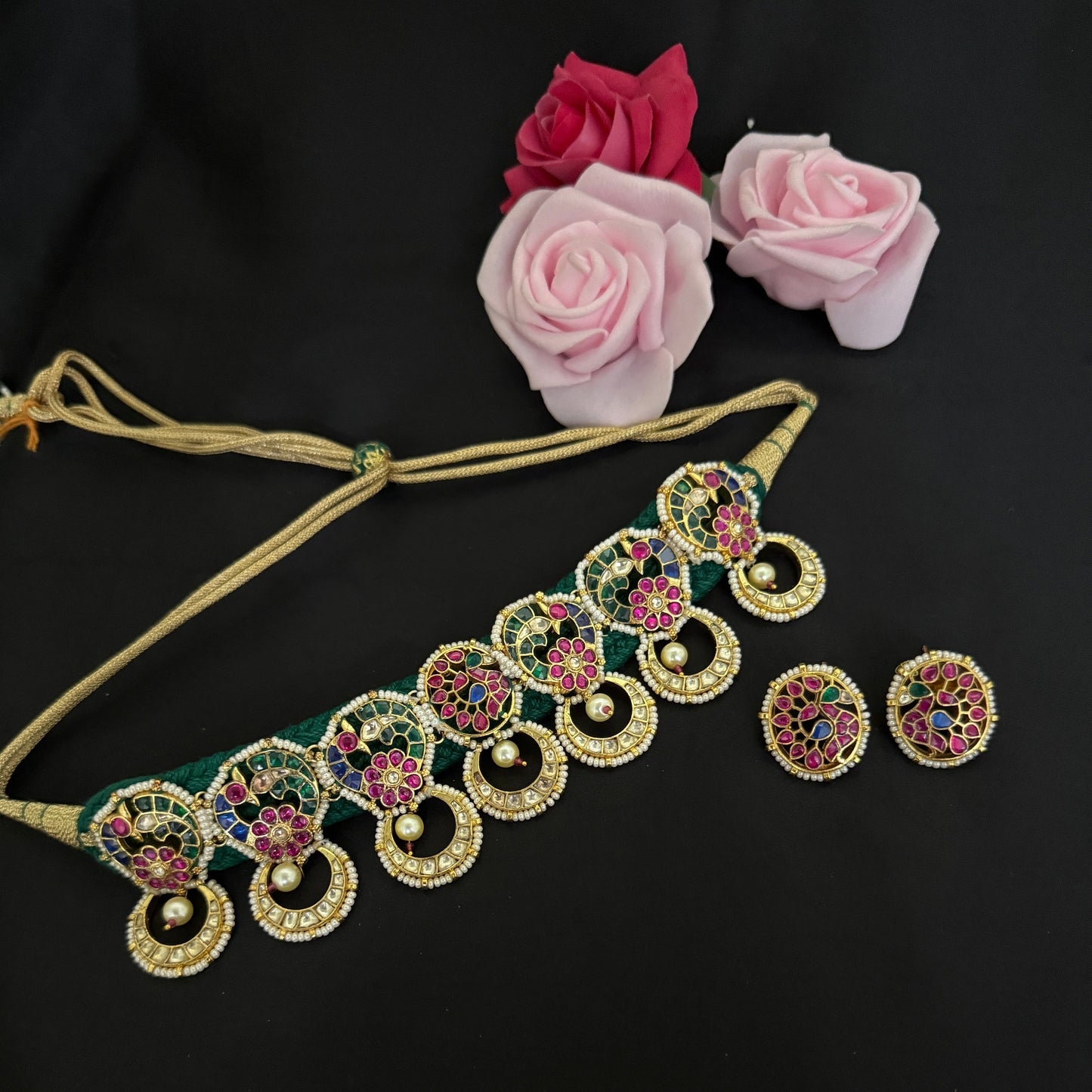 Green Color Pachi Kundan Choker Set