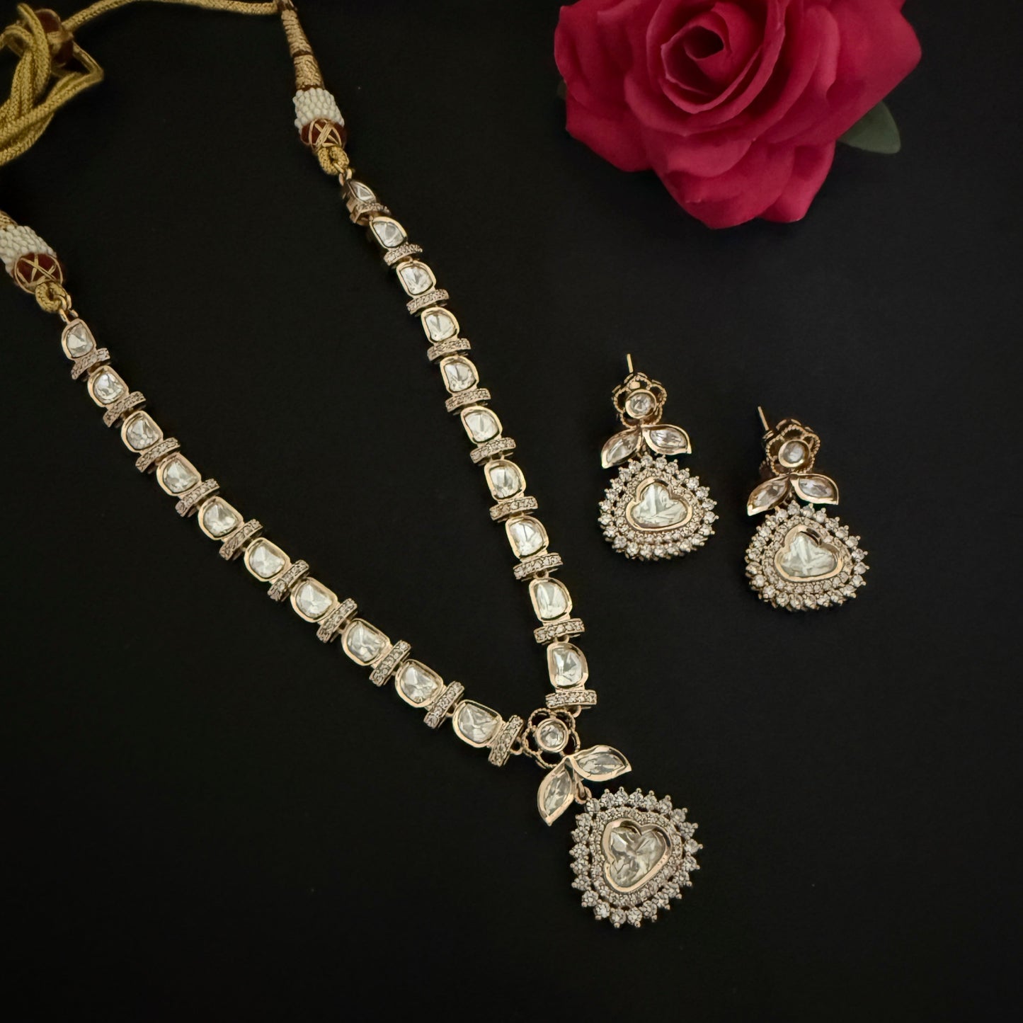 Elegant Gold Plated Kundan Necklace Set