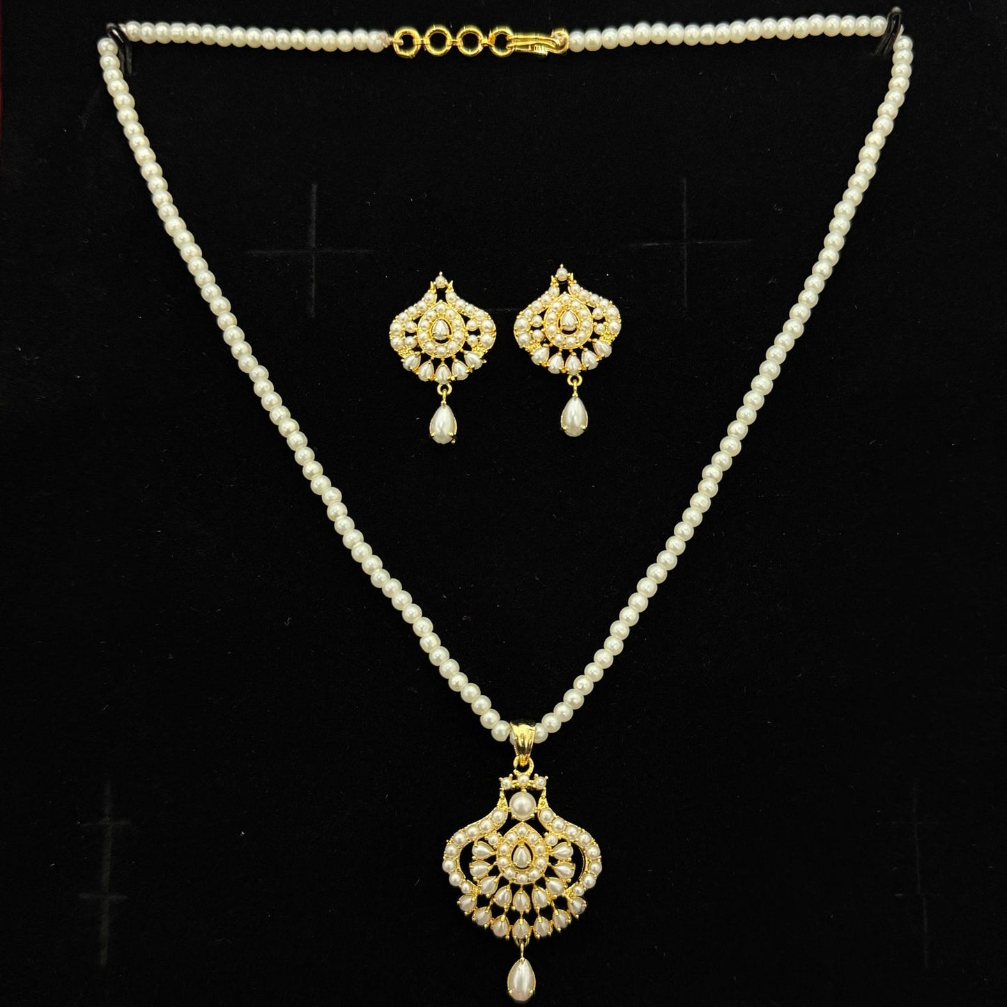 Gold Plated Pearl Pendant Set
