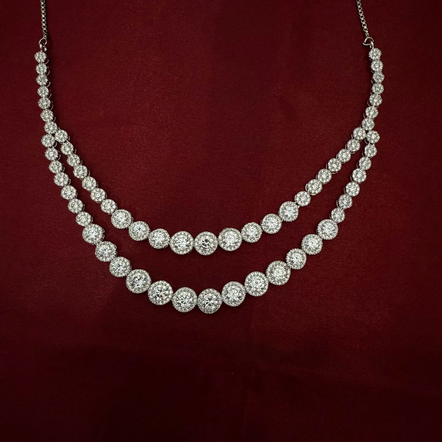 Double Line Zircon Necklace Set