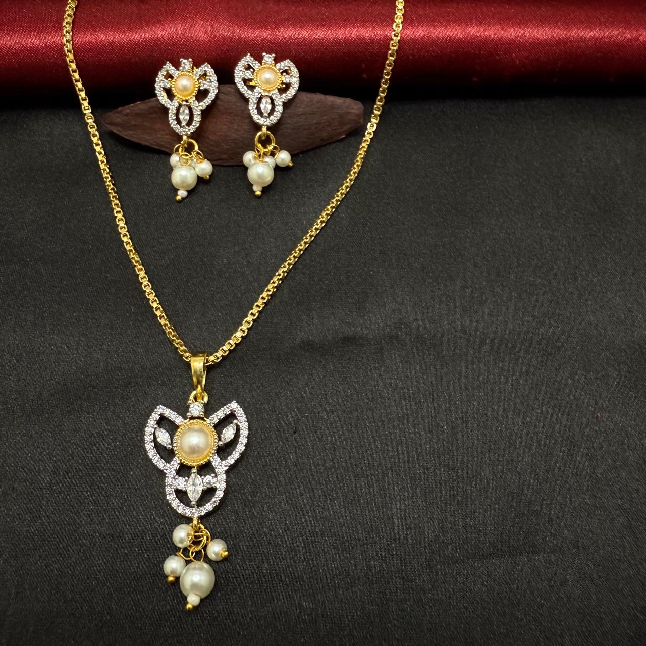 Zircon Gold Plated Pendant Set
