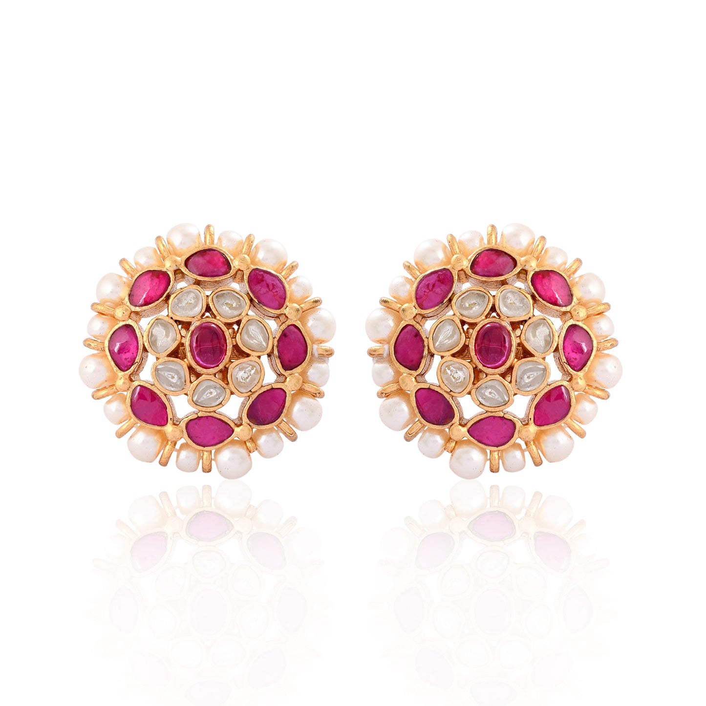 Kempu Gold Plated Jadau Earrings