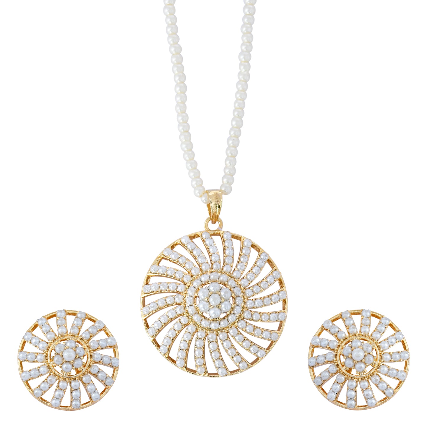 Round Shape Semi-Precious Pendant Set