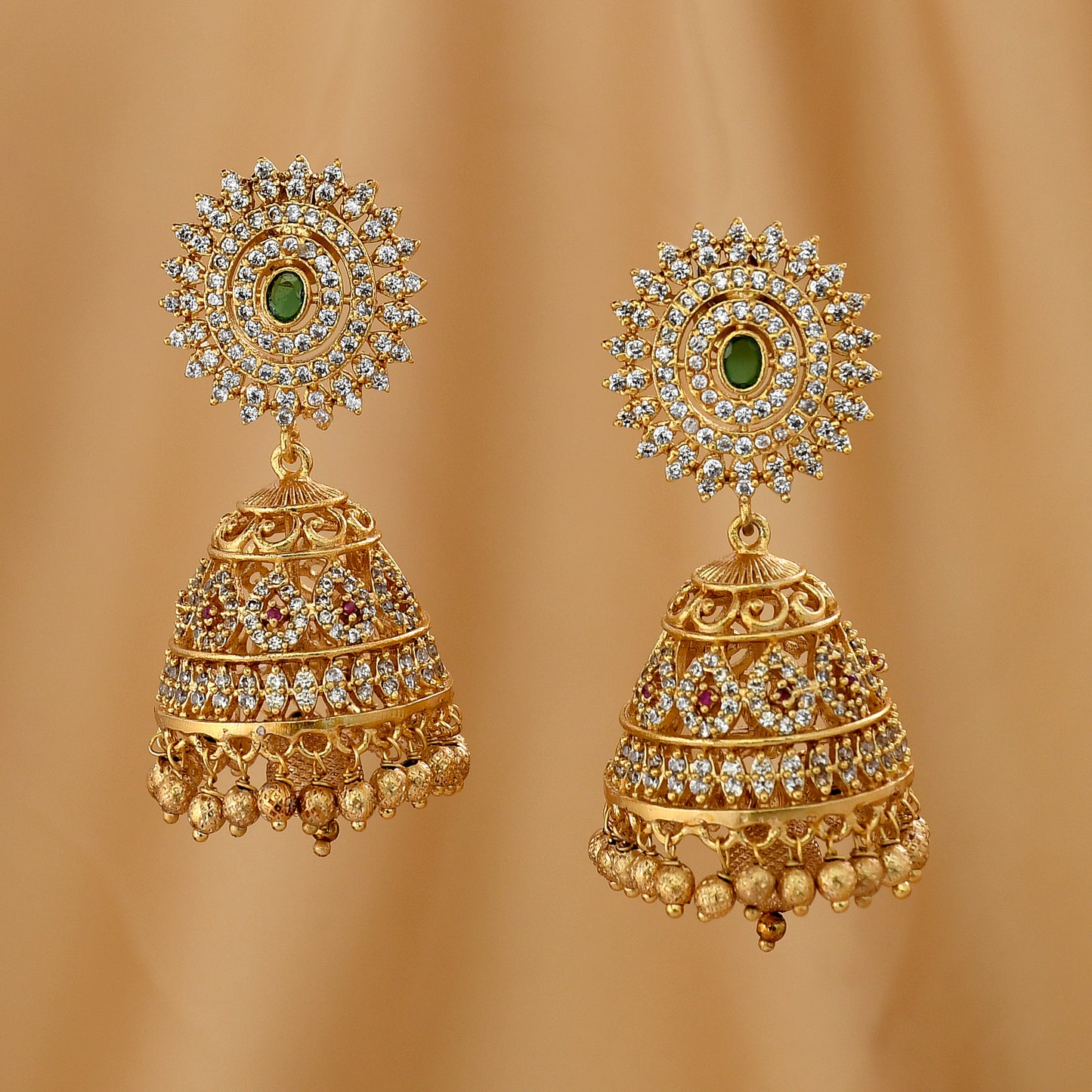 Antique Jhumka With Diamond Work