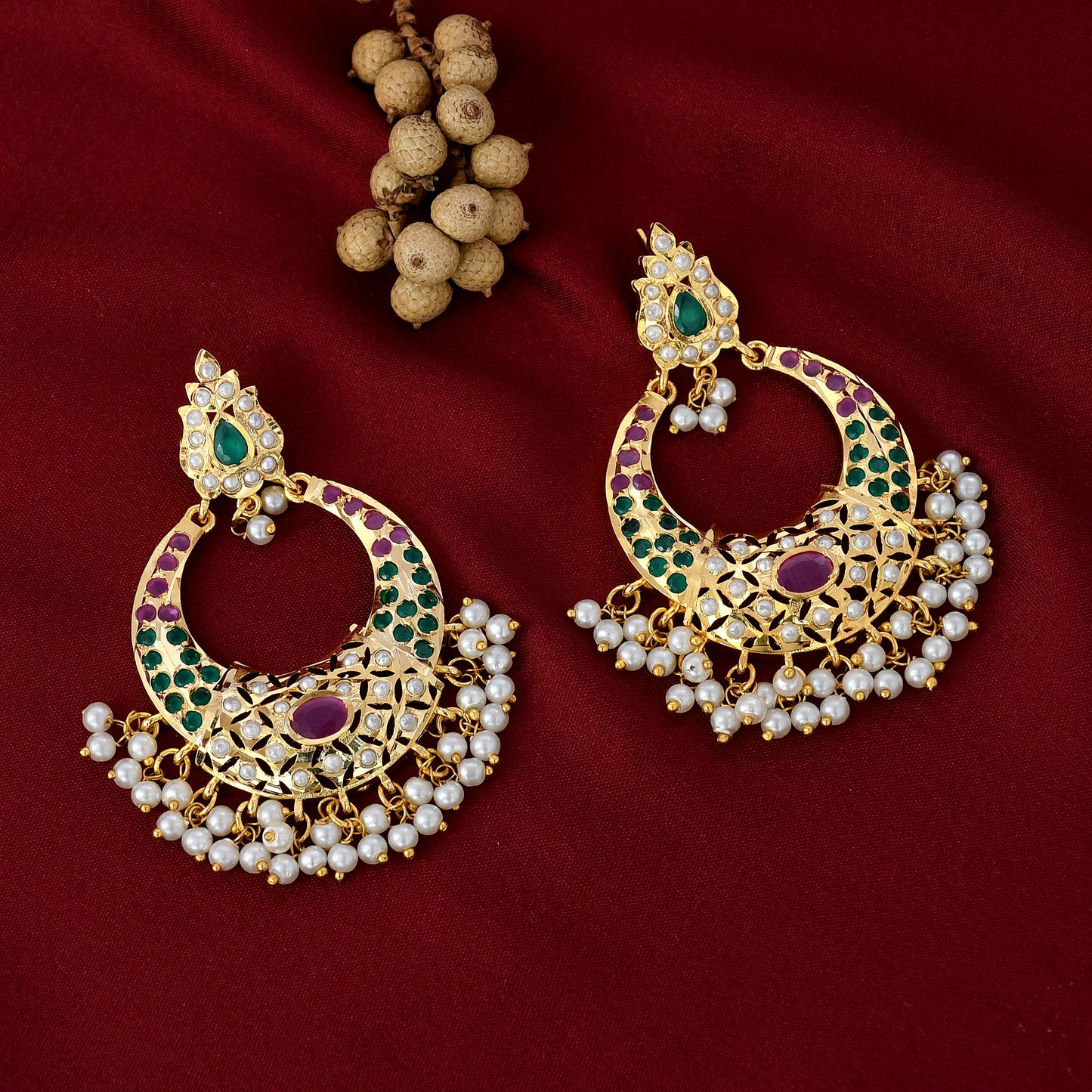 Gold Plated Beautiful Chandbali Earrings