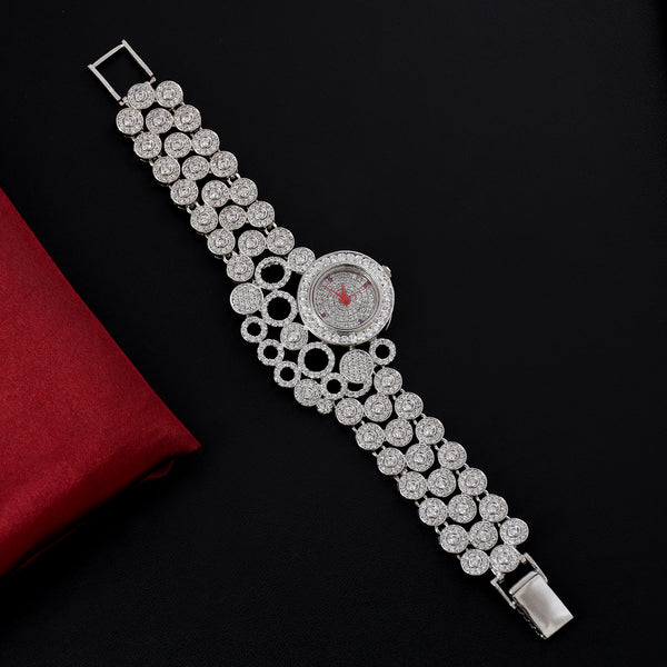 Silver Plated Diamond Watch