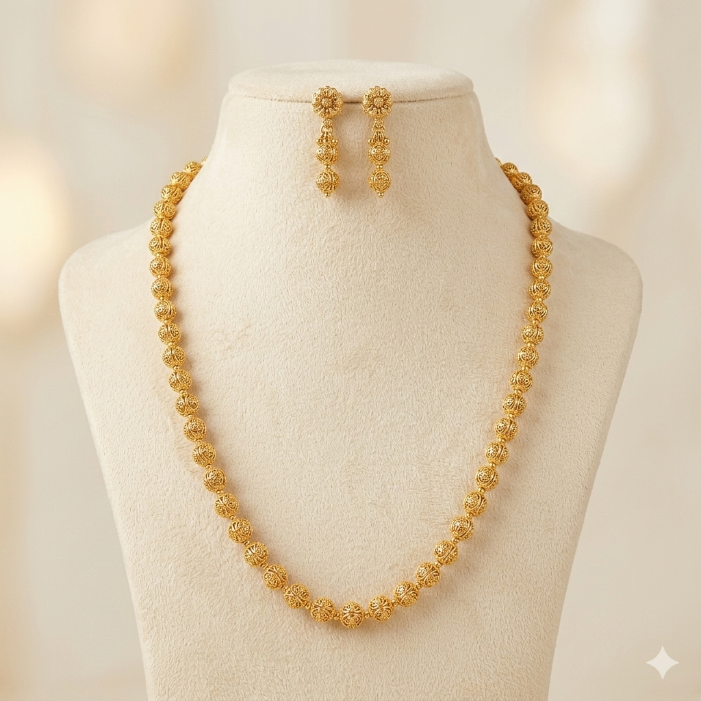 Antique Mala Necklace With Earrings