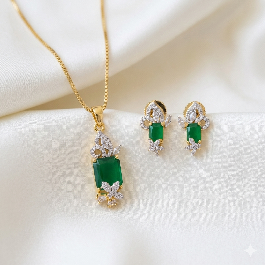 Beautiful Zircon Chain Pendant Set