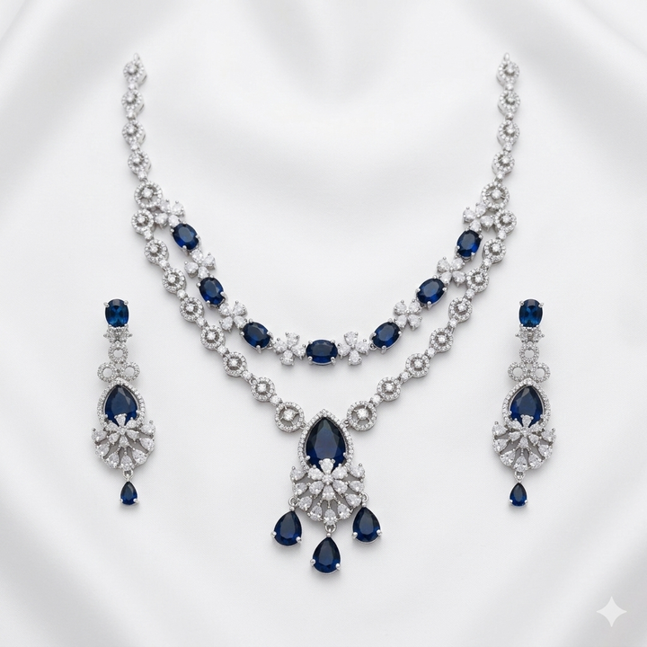 Luxury American Diamond Necklace Set with Earrings