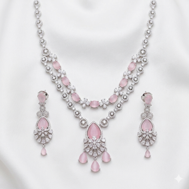 Luxury American Diamond Necklace Set with Earrings