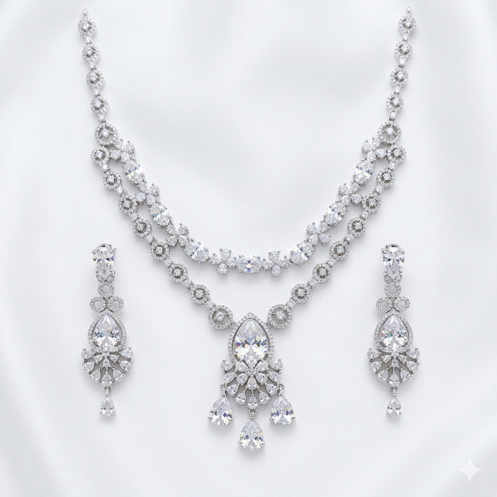 Luxury American Diamond Necklace Set with Earrings