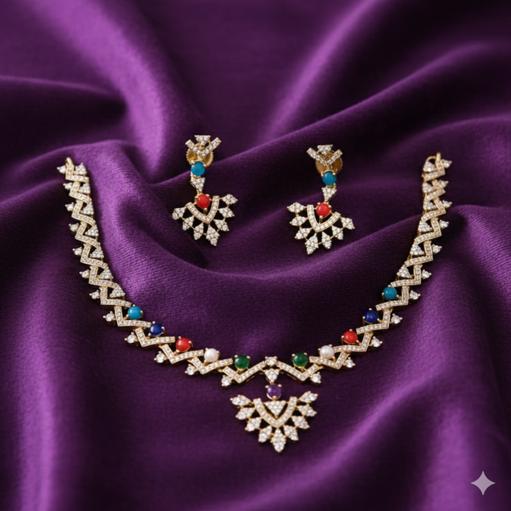 Traditional Multicolor Stone Necklace Set