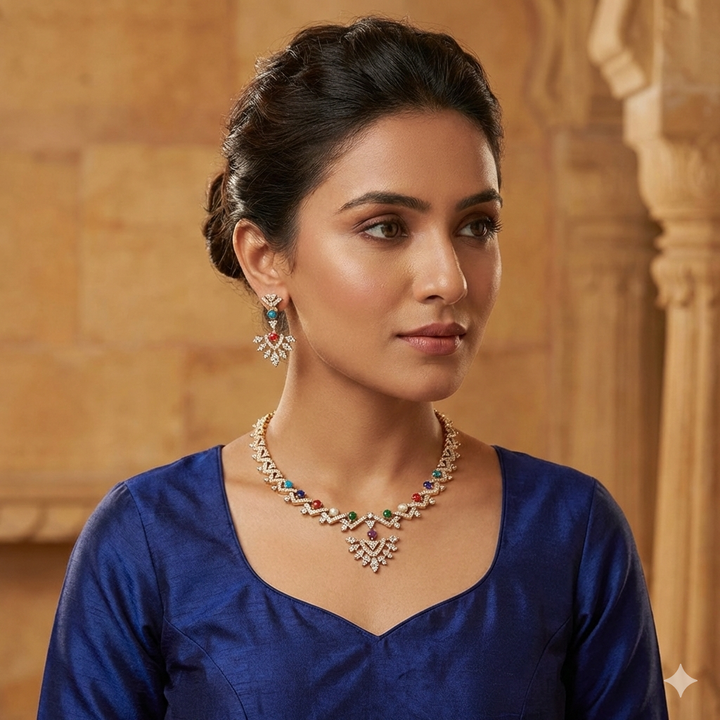 Traditional Multicolor Stone Necklace Set