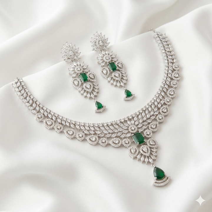 Teardrop Silver-Plated Bridal Necklace Set