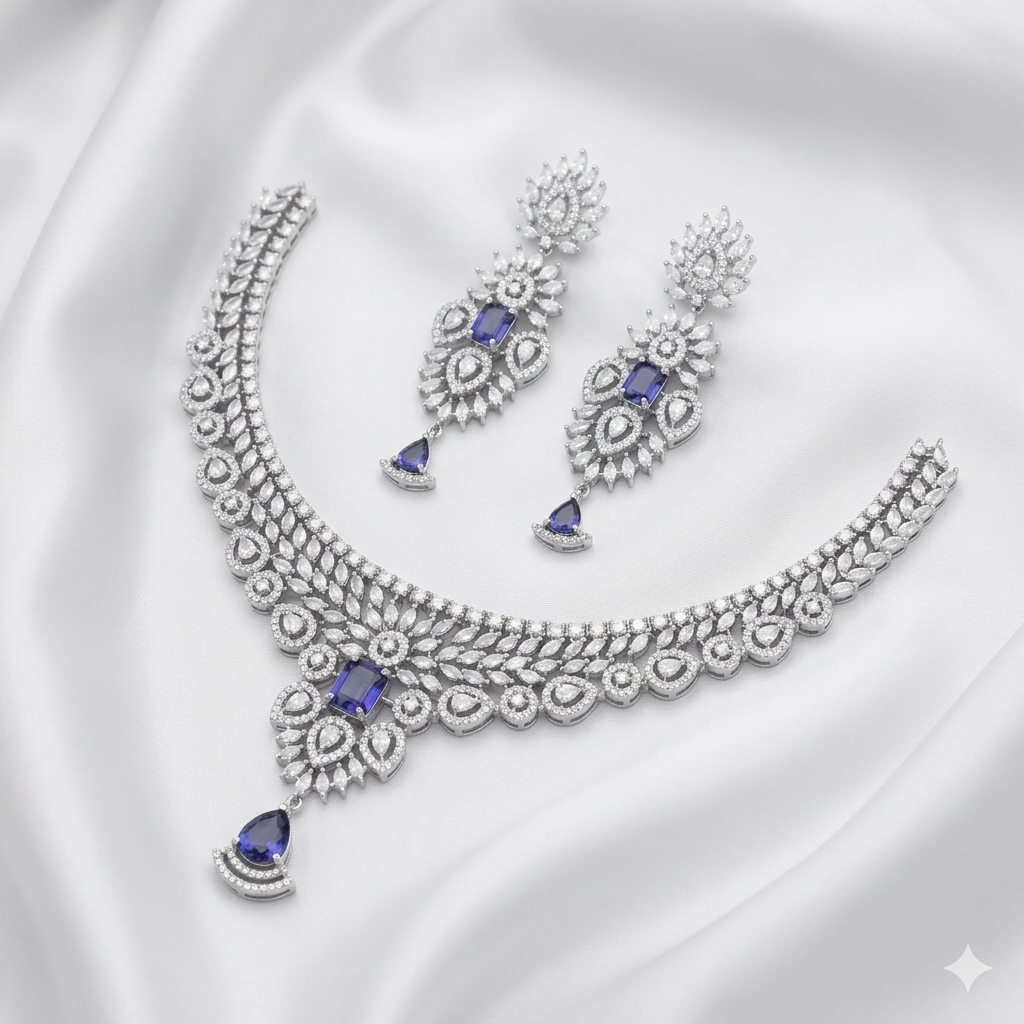 Teardrop Silver-Plated Bridal Necklace Set