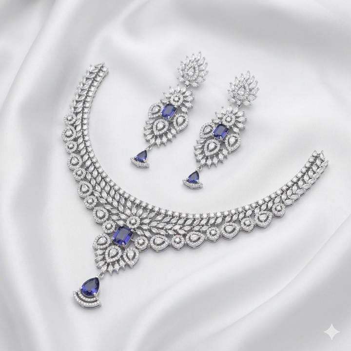 Teardrop Silver-Plated Bridal Necklace Set