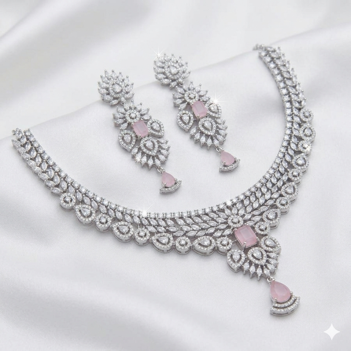 Teardrop Silver-Plated Bridal Necklace Set
