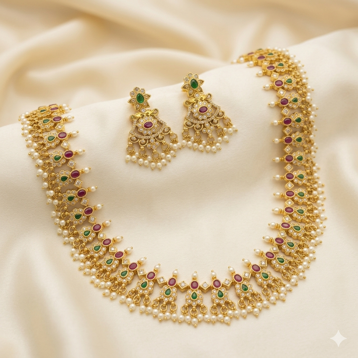 Long Pearl Necklace Set