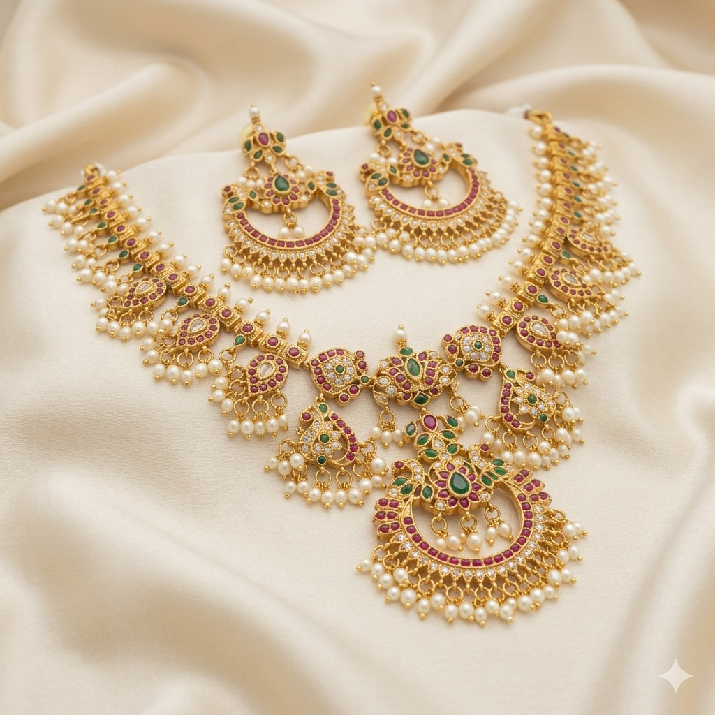 Traditional Pearl Necklace Set