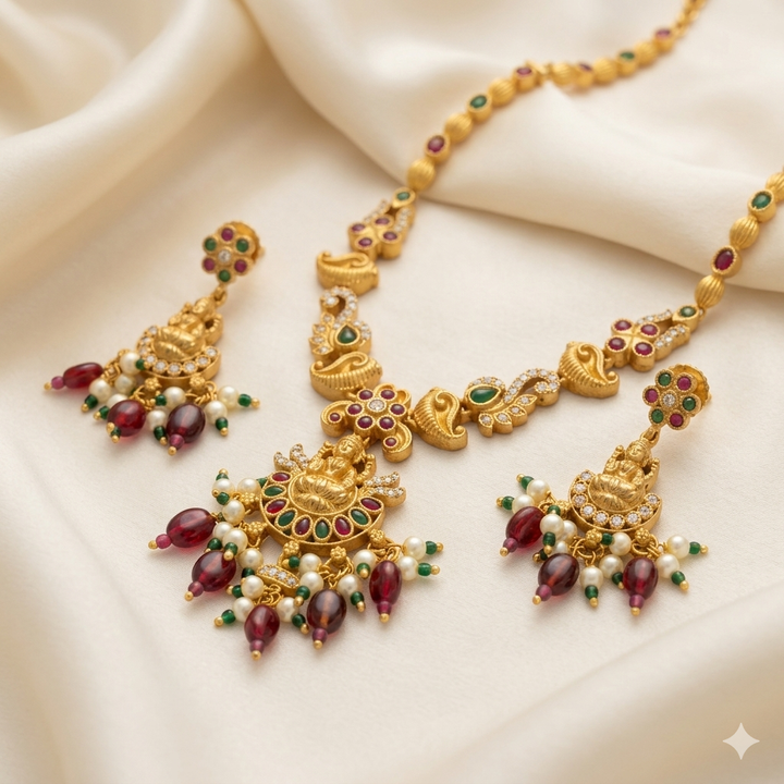 Laxmi Temple Antique Necklace Set