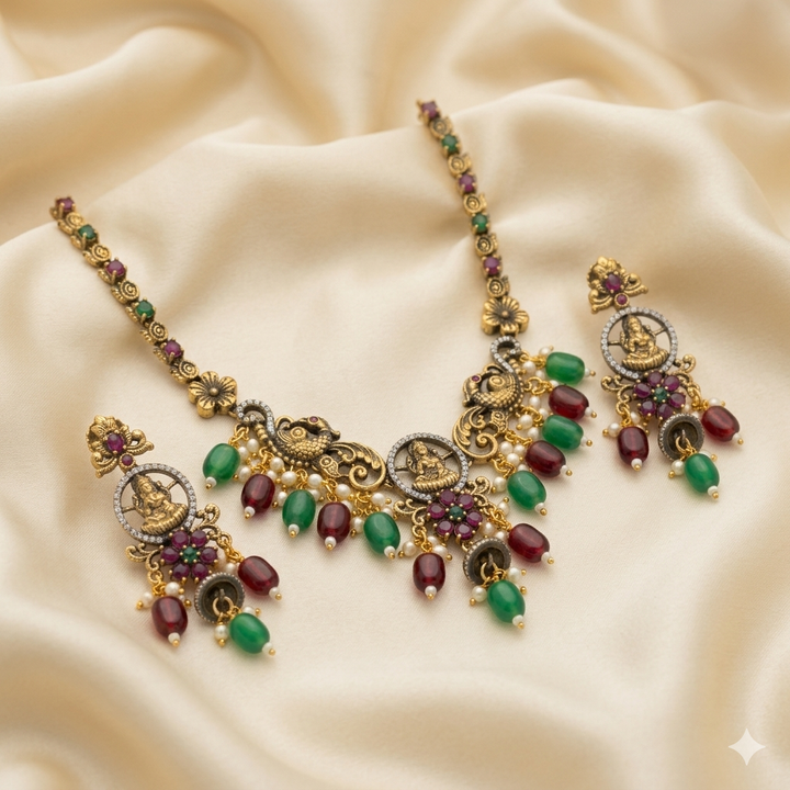 Lakshmi Antique Temple Necklace Set